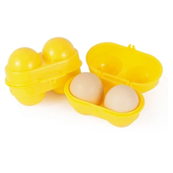 Потребителска Кутия За Съхранение на Яйца, Кутия За Яйца Къмпинг Титуляр За Яйца Контейнер с Кухненски Органайзер Жълто С 2 отделения Пътни Принадлежности