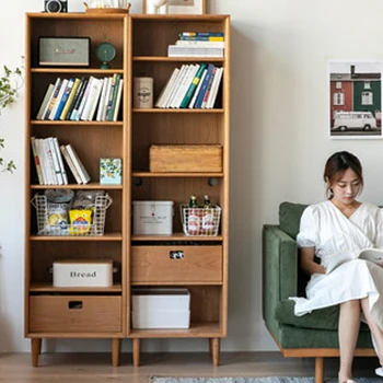 2021 Нов шкафове от масивно дърво в скандинавски стил, Различни шкафове Висока лавица за книги Дисплей Голям Капацитет за съхранение на маса за Хранене, гардероб
