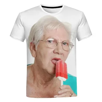 Лятна творческа забавна дама 2023 г., облизывающая червено различни сладолед, тениски с 3D-принтом 