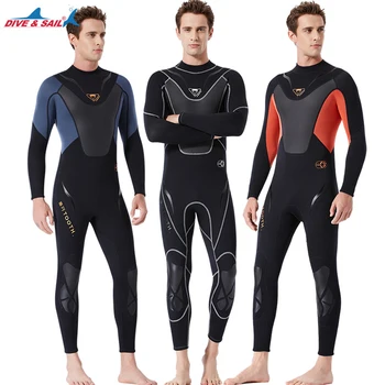 2024 Нов 3 мм неопреновый водолазный костюм, мъжки едно парче топъл костюм за гмуркане с дълъг ръкав, за сърф, водни спортове, плаване с моторна лодка, водолазный костюм