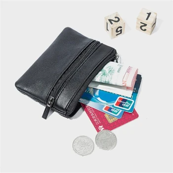 Мъжки, Дамски чанти и калъфи за карти и монети Мек титуляр за кредитни карти Кожен портфейл с цип Чанта за монети Carteira Mini Coin Bag Притежателите