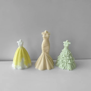 D0AD Силиконова форма за направата на сватбената рокля на булката, 3D форма за рокли, инструмент за украса