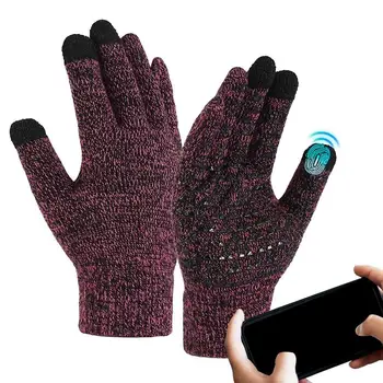 Зимни Ръкавици Ръкавици за сензорен екран Топло Кадифе Възли Нескользящие Ръкавици за сензорен екран Сгъстено Изолирана Дамски Зимни Ръкавици