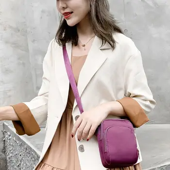 Полезна богат на функции трехслойная многоцветен найлон женствена чанта през рамо, чанта за през рамо в корейски стил, диагонално чанта, дамска чанта