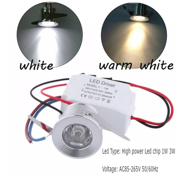 1 W/3 Watt Led Бял/Топло Бял AC 85-265 В Мини Лампа За Повърхностен Монтаж Led Лампа За Бижута Кабинет Led Мини-Прожекторный Лампа