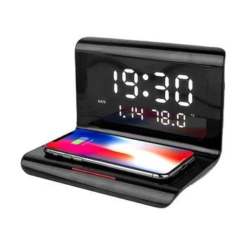 Led smart аларма, показване на време, температура, Безжично зарядно устройство, зарядно устройство за бързо зареждане на телефона SAL99