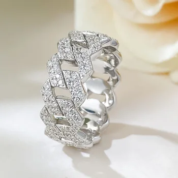 Комплект от хралупата покритие от муассанита, диамантен пръстен, 100% истинско сребро 925 Проба, Годежни пръстени за жени, обещающие украса