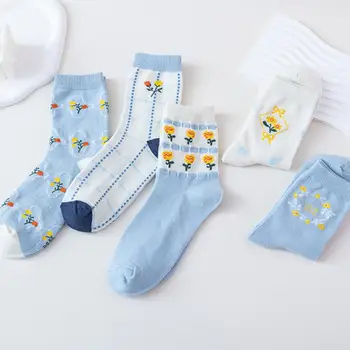 Чорапи с шарени и разнообразни, Чорапи с анимационни модел, дамски спортни чорапи със средна дължина, с анимационни принтом, абсорбиращи потта, мини, дишащи