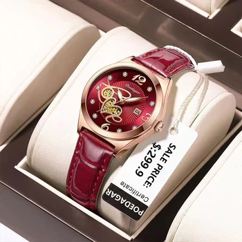 2023 Нови модни дамски ръчни часовници, оригинални луксозни дамски часовник от водоустойчива кожа, кварцов мъжки часовник Gold trend
