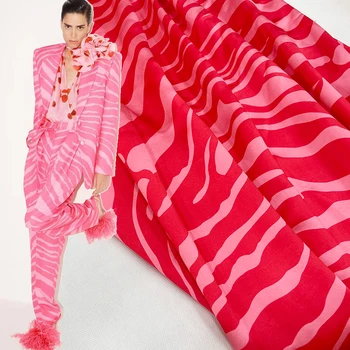 Маркови дизайнерски дрехи, кърпа, розово-червено брючный костюм от полиестер с принтом във формата на зебра, плат за шиене със собствените си ръце, плат за рокли от материал Yard