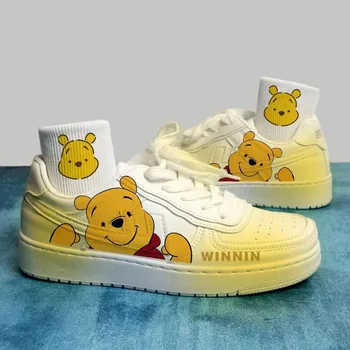 2024 Нови обувки за тенис с принтом Disney Winnie Bear За момичета-студентки Бяла Ежедневни Спортни обувки за Подарък за рожден ден