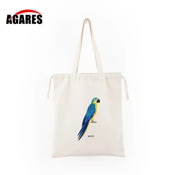 холщовая чанта от съвсем малък холщовая чанта с изображение на птица с дигитален печат kiwi cocki parrot памучен чанта-тоут чанта за пазаруване