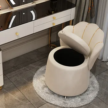 Лека Луксозна пейка за грим В спалнята Малък Домашен тоалетка Столче за съхранение с облегалка Кръгла табуретка за съхранение на грим