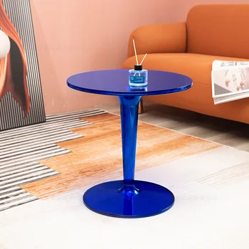 1 бр. Прозрачна кръгла масичка за кафе в скандинавски стил, лесен приставной маса за дневна, малка кръгла маса на балкона.