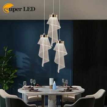 Декоративна led подвесная лампа за дневна и модерен хотел, лампа за осветление в помещения, Спирала, полилеи, Стълбищни осветление, полилеи