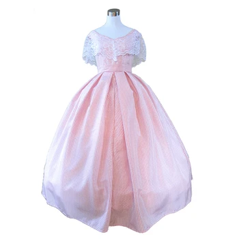 Розова принцеса Cosplay костюм Бална рокля за възрастни жени Викторианската гражданска война Южна Belle Рокля Театър Възраждане Розова рокля