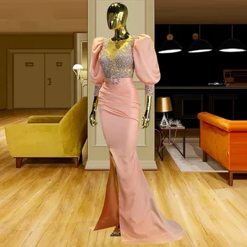 Розови рокли за абитуриентски бал, Русалка, ръкав с цепка от мъниста, Дубай, Саудитска Арабия, рокля за абитуриентски, вечерни рокли, Robe Soiree De Haute Couture