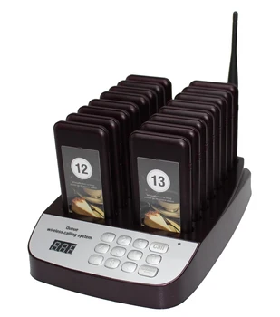 Безжичен предавател система суап гостите на ресторанта, 16 акумулаторна пейджъри за малък магазин