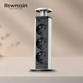 Rewnssin EU Всплывающая Скрита Контакт с USB Зарядно устройство Настолна Прибиращ се Конектор за Захранване Електрически Контакти за Офис Кухня