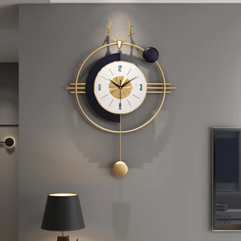 Луксозни часовници с глава на Елен в скандинавски стил, творчески Стенни часовници, модерни Прости Стенни Люлка, Червени Мрежести Индивидуални Часове