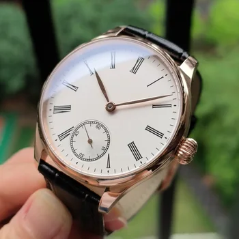 Корпус от розово злато, без лого, ръчни механични часовници с диаметър 41 мм, матиран кремаво-бял циферблат с римски номер, механизъм ST3621 от розово злато с ръчен механизъм