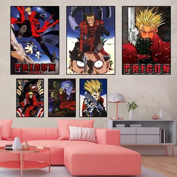 Плакат с аниме Trigun, декорация за дома, хол, спалня, стикери за стенопис в стил естетика на изкуството