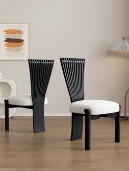 Индивидуален маса за хранене, стол Jiuxu с вентилатор, маса за хранене, стол с тапицерия от масивна дървесина, домашен кът за ретро стол с висока облегалка, креативен дизайнер dinin