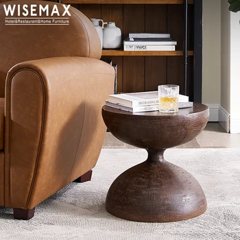 МЕБЕЛИ WISEMAX антични кръгла масичка за кафе от естествен масив дърво ъглова масичка мебелите за дневна дървена маса в малката малка странична масичка
