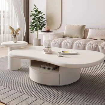 Луксозен Модерен приставной маса с чекмедже за съхранение, Дървена масичка за кафе в скандинавски стил, Мебели за дома, в хола