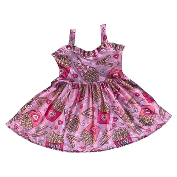 Лятна рокля за момичета, обличане на бретелях с модел под формата на кристали, обикновена пола, пола над коляното, млечни копринени тъкани