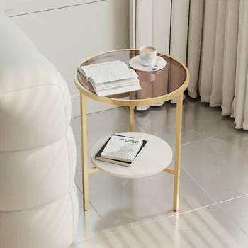 Приставной маса от каменни плочи В хола, Просто произведено ъглова маса, Разтегателен диван, кръгла стъклена Мини-приставной масичка, Творчески малка масичка за кафе