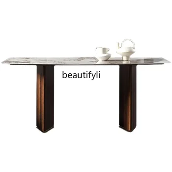 Прост луксозна маса от ярка плоча, модерна проста домакински мебели Пандора Light клас апартамент за маса за хранене и столове