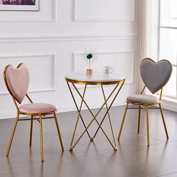 Стол за грим, стол за спални С облегалка, Лесен за хранене на стол във формата на сърце, Тоалетка, стол за принцеса за нокти, спалня ZM1103
