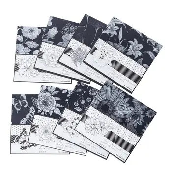 10 листа от дебела хартия, ретро черно-бяло цвете справочник, хартия-в основата за scrapbooking 