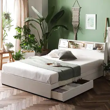 Индивидуални модерни спални слушалки Дървени легла за съхранение на неща Рамка двойно легло с татами от МДФ с място за съхранение и таблата