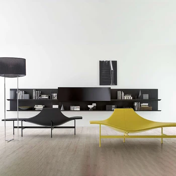 Дизайнерски творчески диван-стол с регулируема облегалка декоративна мебели за хотелска хол Просто стол за почивка, Модерно кожен стол