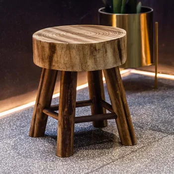 Дървен стол с карбонизированным врезным шипом, Уличен антикоррозийный стол, креативна ретро-мебели, близо до природата