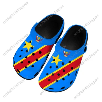 Домашни сабо с флага на Демократична Република Конго; водоустойчив обувки по поръчка; Мъжки Дамски обувки за юноши; Дишаща плажни чехли с дупки;