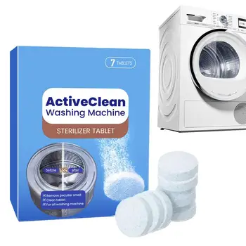 Таблетки за почистване на перални машини, 7 БР., таблетки за почистване на перални машини, хапчета за премахване на миризма, дезодорант сигурна дълбоко почистване, таблетки за пране на дрехи