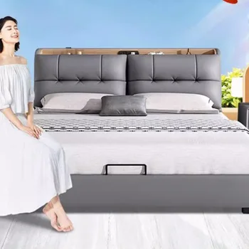 Европейската Двойно Легло King Size С Материал Queen Modern Пълен Размер Модулна Двойно Легло Лукс Cama От Дървесина За Спални