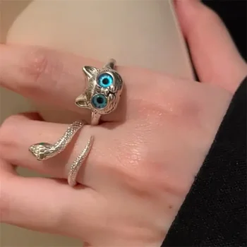 Винтажное Регулируема Скъп пръстен във формата на котка-змии за жени, пръстени ангажимент за момичета, бижута за сватбеното парти, подарък пръстени за жени