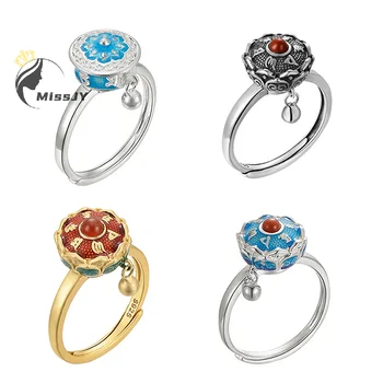 Ново дизайнерско ретро-пръстен с шестизначной мантра, просто творческа китайски будистки пръстен За жени, Регулируеми пръстени