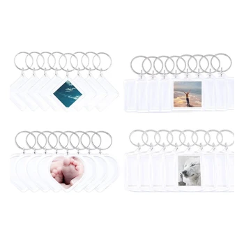 Опаковка от 40 Прозрачни Акрилни Ключодържатели Рамка За Снимки с Висулка, Ключодържатели САМ Отношение Ключодържател Универсална Раница Аксесоари