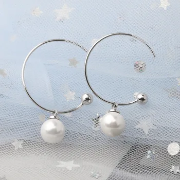 MEETSOFT Сребро 925 Проба, симпатични геометрични полукръгли перлени обеци-халки за модерните жени, изискани бижута, минималистичные аксесоари