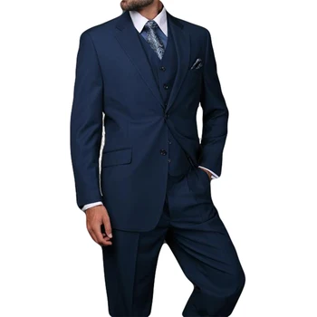 2023 красиви мъжки костюми на Едро - Тъмно син/мъжки сватбен костюм по поръчка за младоженеца /рокля-нагоре костюм кума (жаккет + панталони