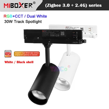 Miboxer 30W RGBCCT Zigbee 3.0 LED Track Light Sasha APP 2.4 G Двоен Бял Прожектор Рельсового тип Тавана RF Дистанционно управление 110V 220V