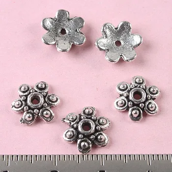 100шт тибетски сребърни капачки за мъниста във формата на цвете h1778