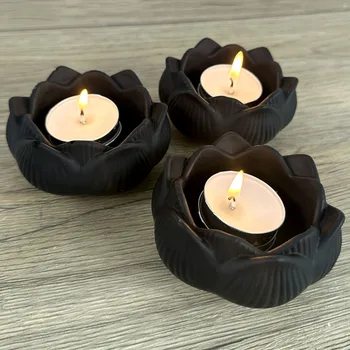 3D свещник Lotus, Силиконова форма за извършване на свещници със собствените си ръце, Производство гипсова отливка, която продължаваше кутии за съхранение на смола, Леярни форми за домашен декор