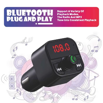 Автомобилен Bluetooth 5.3 FM-предавател, Бързо зареждане, Двоен интерфейс USB, хендсфри, аудиовызов, MP3 плейър, модулатор GPS-навигация.