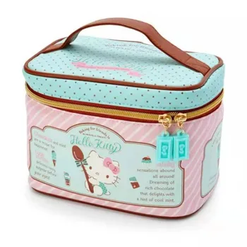 Косметичка Sanrio Hello Kitty, Чанта за съхранение, по-Голямата голям чанта за пране с анимационни принтом във формата на сърце за момичета, Преносим празничен подарък